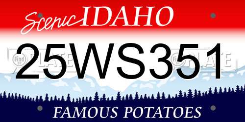 25WS351 Idaho License Plate