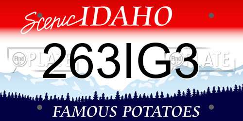 263IG3 Idaho License Plate
