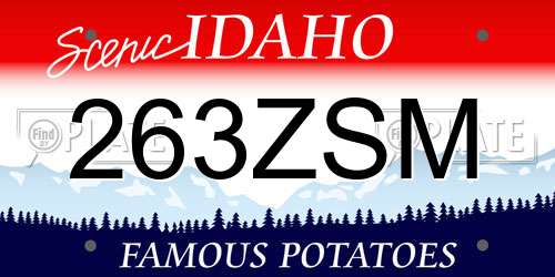 263ZSM Idaho License Plate