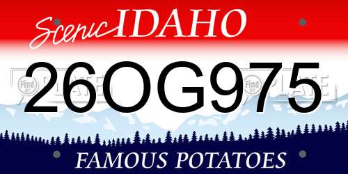 26OG975 Idaho License Plate