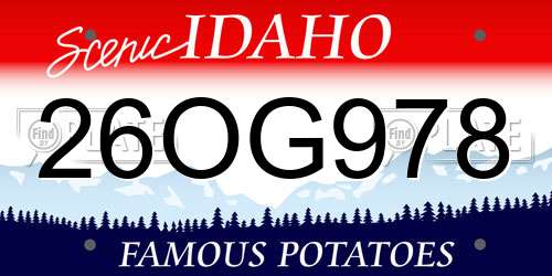 26OG978 Idaho License Plate