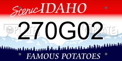 270G02 Idaho License Plate