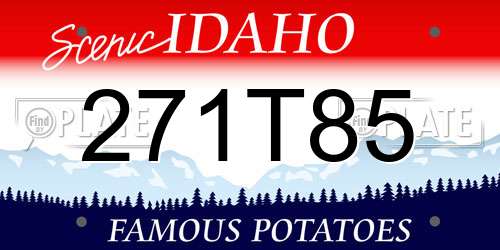 271T85 Idaho License Plate