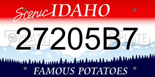 27205B7 Idaho License Plate