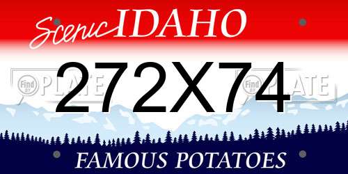 272X74 Idaho License Plate
