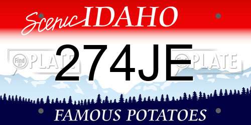274JE Idaho License Plate