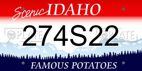 274S22 Idaho License Plate
