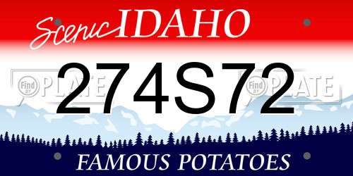 274S72 Idaho License Plate