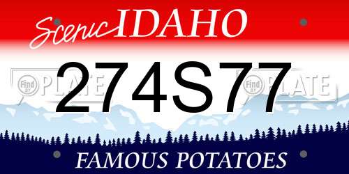 274S77 Idaho License Plate