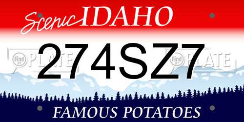 274SZ7 Idaho License Plate