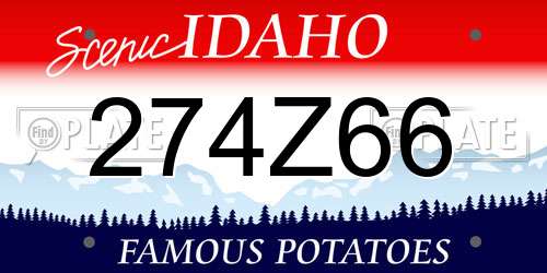 274Z66 Idaho License Plate
