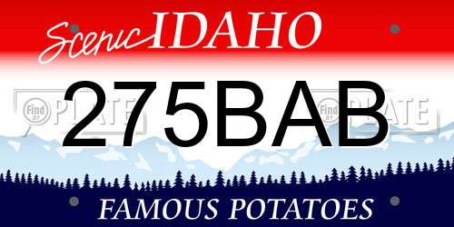 275BAB Idaho License Plate