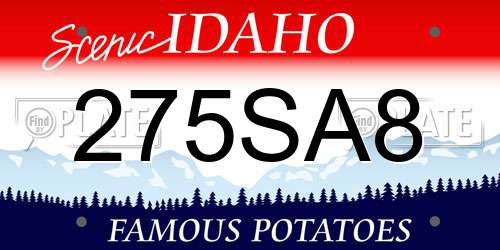 275SA8 Idaho License Plate