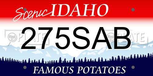 275SAB Idaho License Plate