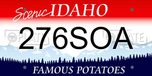 276SOA Idaho License Plate