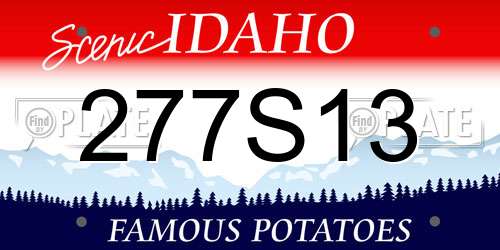 277S13 Idaho License Plate