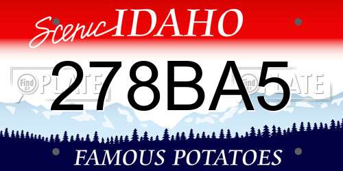 278BA5 Idaho License Plate