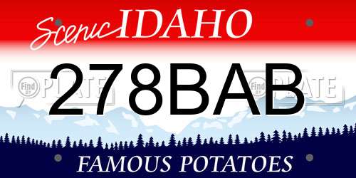 278BAB Idaho License Plate