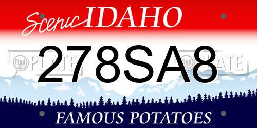 278SA8 Idaho License Plate