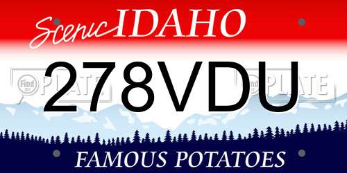 278VDU Idaho License Plate