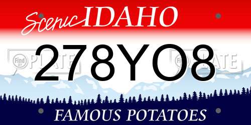 278YO8 Idaho License Plate