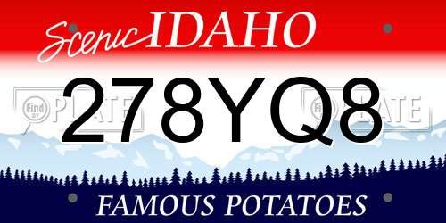 278YQ8 Idaho License Plate