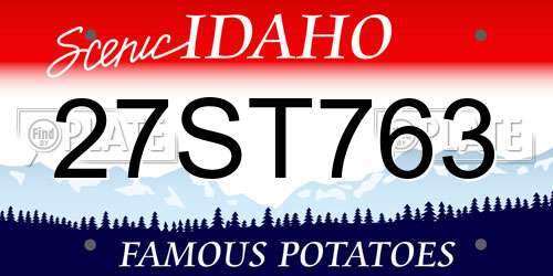 27ST763 Idaho License Plate