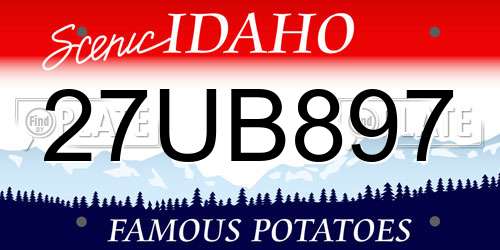 27UB897 Idaho License Plate