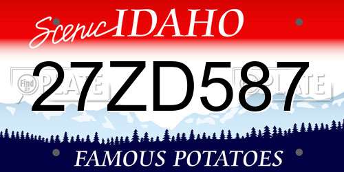 27ZD587 Idaho License Plate