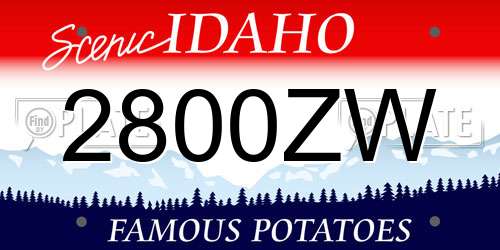 2800ZW Idaho License Plate