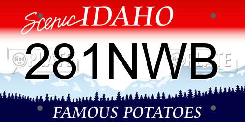 281NWB Idaho License Plate