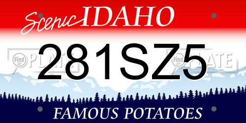 281SZ5 Idaho License Plate