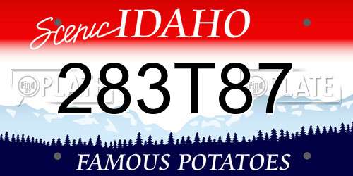 283T87 Idaho License Plate