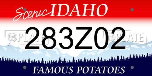 283Z02 Idaho License Plate
