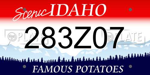 283Z07 Idaho License Plate