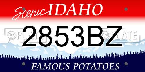 2853BZ Idaho License Plate