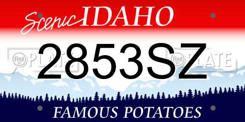 2853SZ Idaho License Plate