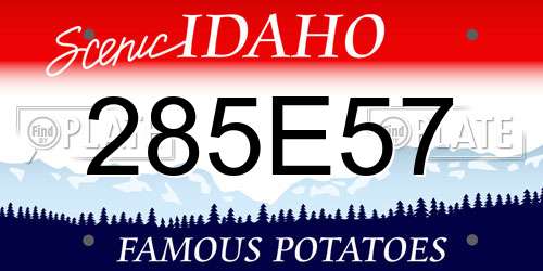 285E57 Idaho License Plate