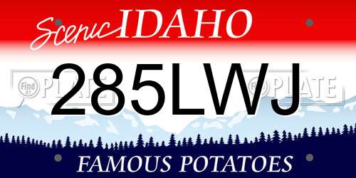 285LWJ Idaho License Plate