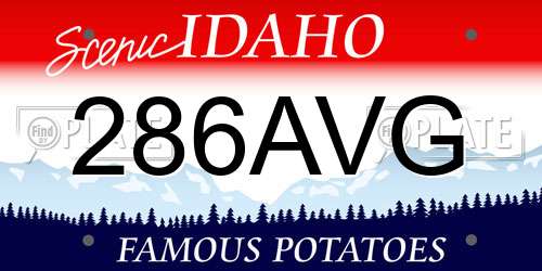 286AVG Idaho License Plate