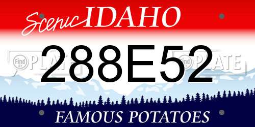 288E52 Idaho License Plate