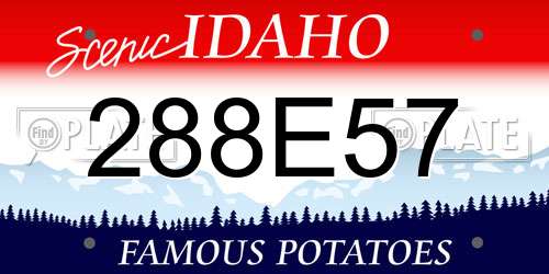 288E57 Idaho License Plate