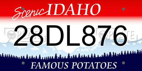 28DL876 Idaho License Plate