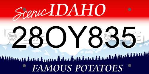 28OY835 Idaho License Plate