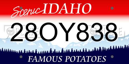28OY838 Idaho License Plate
