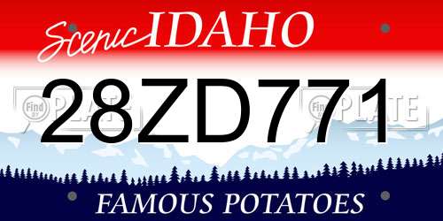 28ZD771 Idaho License Plate