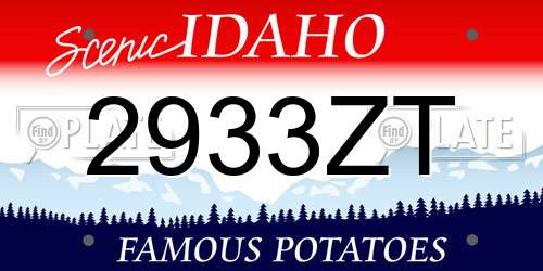 2933ZT Idaho License Plate