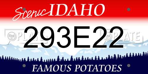 293E22 Idaho License Plate