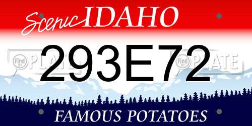 293E72 Idaho License Plate