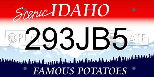 293JB5 Idaho License Plate